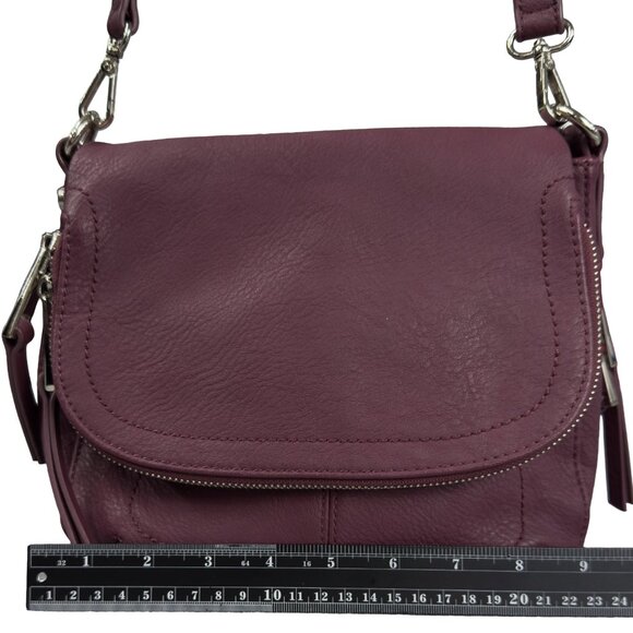 Crossbody Bag Plum Purple Faux Leather Adjustable Strap - Picture 10 of 12